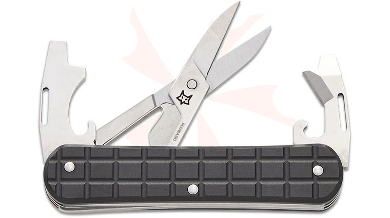 Fox Knives FX-VPGPW-130-F3 BK Vulpis Multi-Tool, Black Grenade Pattern Aluminum Handles, 2.91 inch Closed