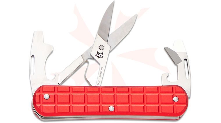 Fox Knives FX-VPGPW-130-F3 R Vulpis Multi-Tool, Red Grenade Pattern Aluminum Handles, 2.91 inch Closed