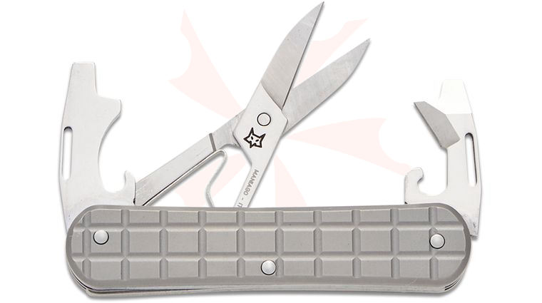 Fox Knives FX-VPGPW-130-F3 TI Vulpis Multi-Tool, Sandblasted Grenade Pattern Titanium Handles, 2.91 inch Closed