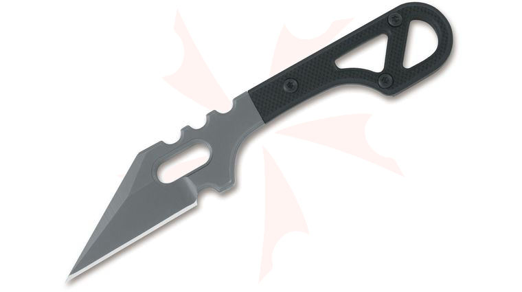 Fox BlackFox BF-728 Panchenko Spike Neck Knife 1.75 inch Satin Plain Blade, Black G10 Handles, Kydex Sheath