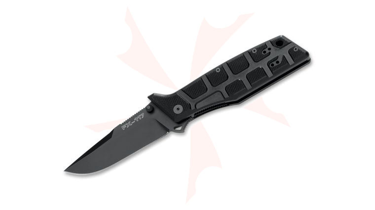 Fox 117 T NERO Nighthawk Flipper Knife 3.74 inch N690Co Black Idroglider Blade, Milled Black G10 Handles