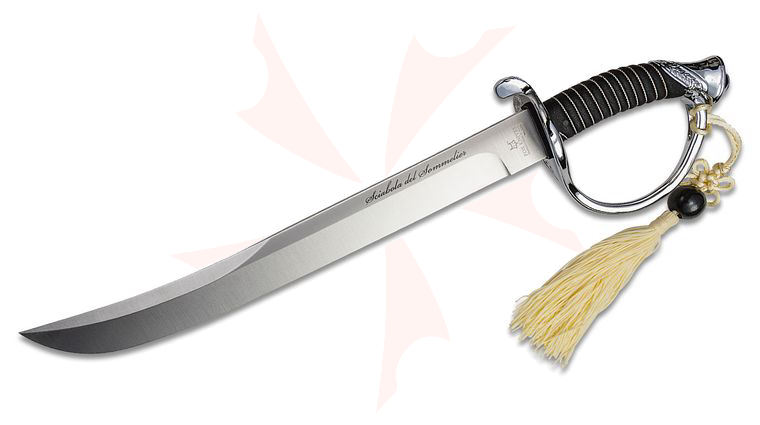 Fox Sciabola del Sommelier Champagne Saber Sword 16 inch Unsharpened Blade, Wooden Presentation Box, Black Stand