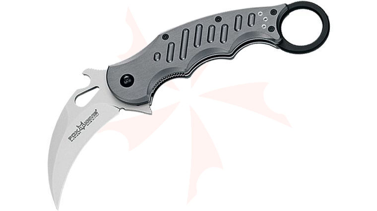 Fox 478 Folding Karambit Flipper 3.2 inch N690Co Bead Blast Plain Blade, Aluminum Handles