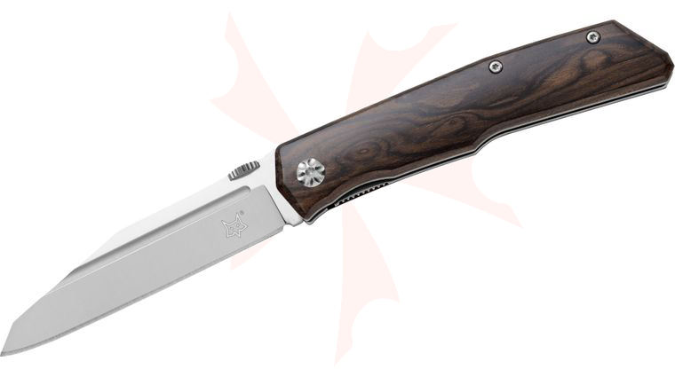 Fox 515 W Terzuola Liner Lock 3.5 inch N690Co Plain Blade, Ziricote Wood Handles, Leather Sheath