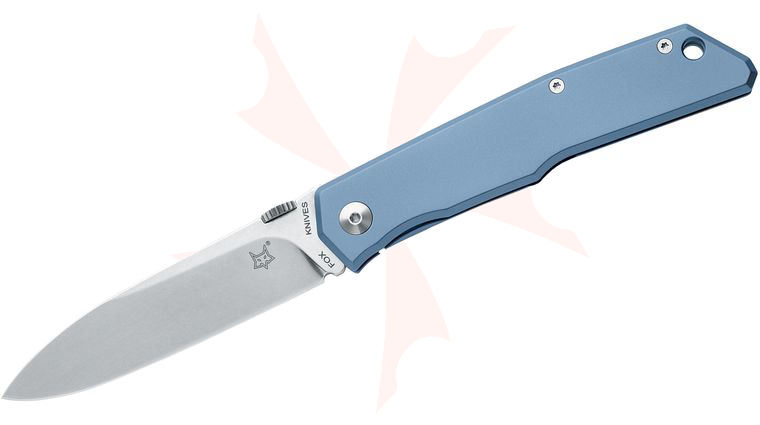 Fox 525 Ti BL Terzuola Frame Lock 3.45 inch N690Co Plain Blade, Blue Titanium Handles, Nylon Pouch