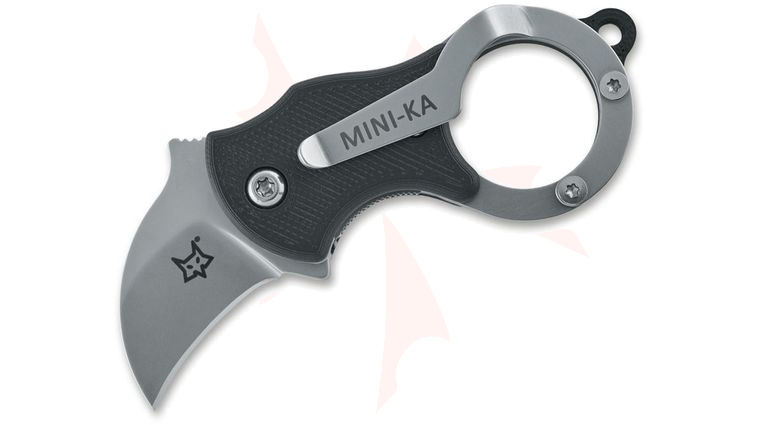 Fox FX-535 Mini-Ka Folding Karambit 1 inch Bead Blast Blade, Black FRN Handles
