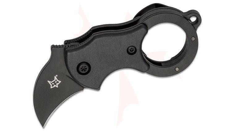 Fox FX-535 B Mini-Ka Folding Karambit 1 inch Black Cerakote Blade, Black FRN Handles