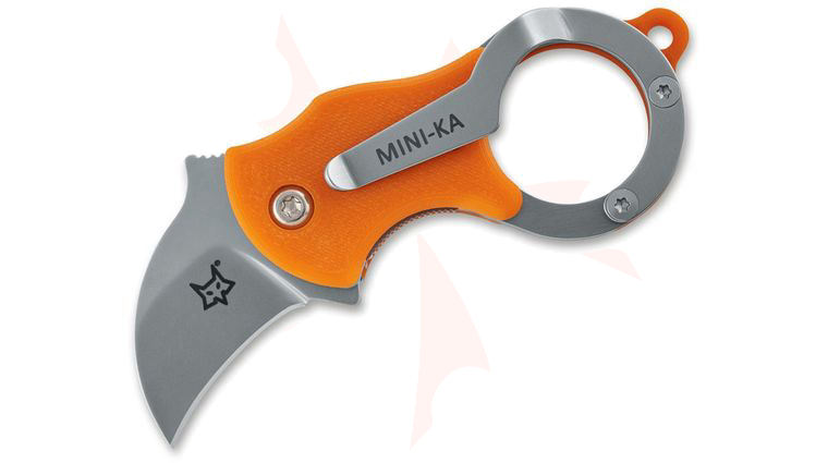 Fox FX-535 O Mini-Ka Folding Karambit 1 inch Bead Blast Blade, Orange FRN Handles