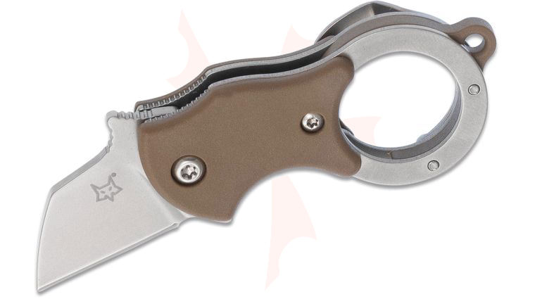 Fox FX-536 CB Mini-TA Folding Karambit Knife 1 inch Bead Blast Blade, Coyote Brown FRN Handles