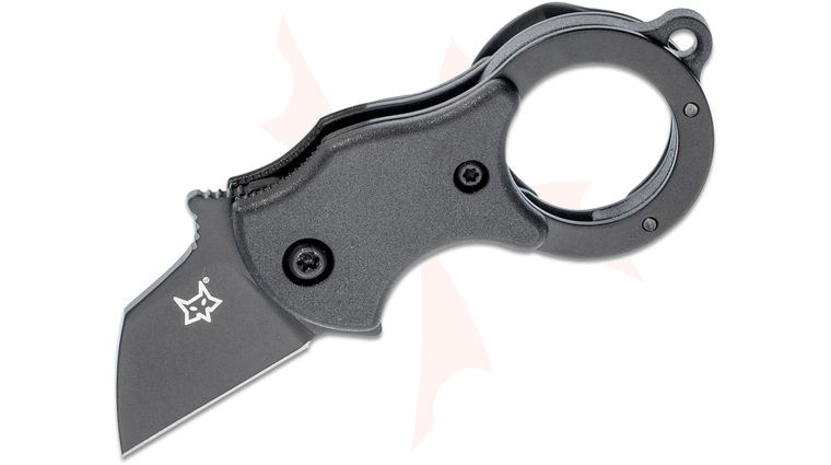 Fox FX-536 B Mini-TA Folding Karambit Knife 1 inch Black Blade, Black FRN Handles