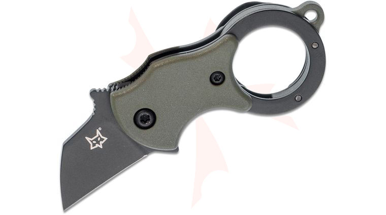 Fox FX-536 ODB Mini-TA Folding Karambit Knife 1 inch Black Blade, OD Green FRN Handles