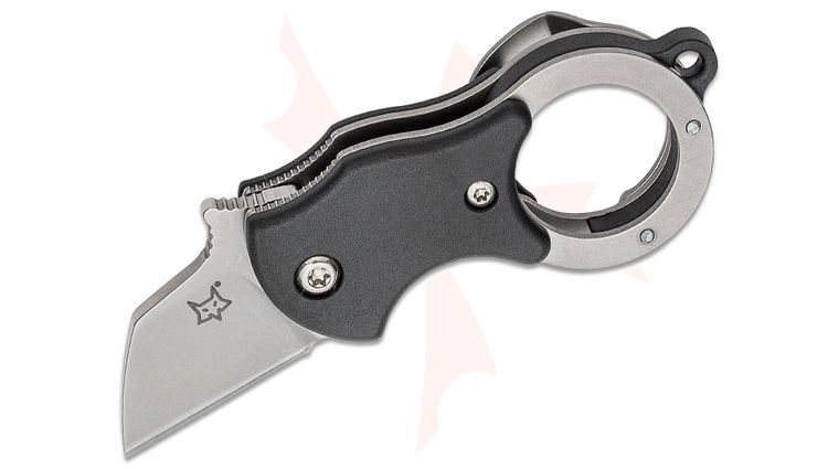 Fox FX-536 Mini-TA Folding Karambit Knife 1 inch Bead Blast Blade, Black FRN Handles