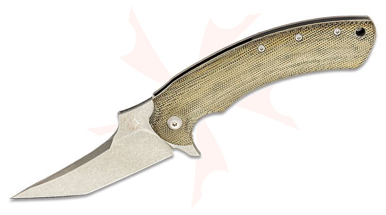 Fox/Bastinelli Creations FX-537 SW Geco Flipper Knife 3.35 inch N690Co Stonewashed Blade, Canvas Micarta and Stonewashed Titanium Handles