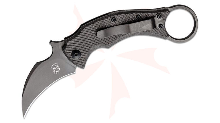 Fox Bastinelli 591 Luxury Black Bird Folding Karambit 2.25 inch Elmax Black Blade, 3D Machined Carbon Fiber and Titanium Handles