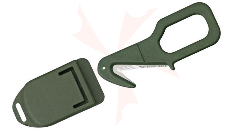 Fox 640 OD Rescue Emergency Tool 2 inch Serrated Blade, OD Green Kydex Handle and Sheath