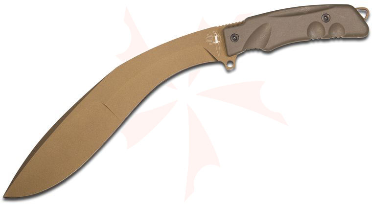 Fox 9CM04 BT Extreme Tactical Kukri Machete 9 inch N690Co Blade, Bronze Forprene Handles, Nylon Sheath