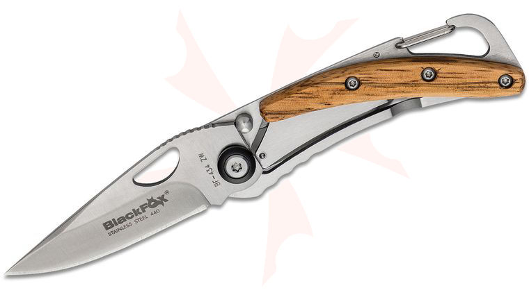 Fox BlackFox BF-434 ZW Folding Knife 2.24 inch 440 Satin Clip Point, Zebrawood and Stainless Steel Handles