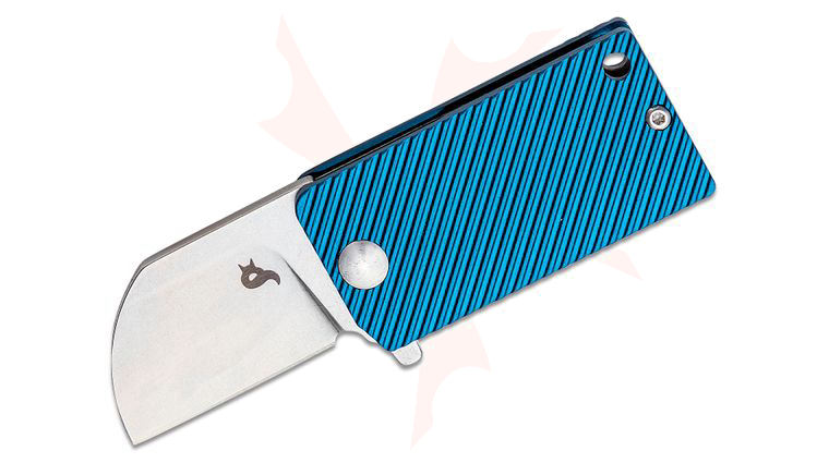 Fox BlackFox BF-750 BL B.Key Flipper Knife 1.77 inch 440A Stonewashed Sheepsfoot Blade, Blue Anodized Aluminum Handles