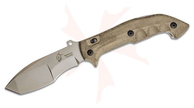Fox FX-500 FKMD Meskwaki Tracker Folding Knife 5.43 inch N690Co Bead Blasted Recurve Tanto Blade, Green Linen Micarta Handles with Secondary Lock, Nylon Sheath