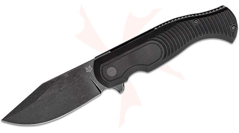 Fox FX-524 B Eastwood Tiger Flipper Knife 3.74 inch D2 Black Stonewashed Clip Point, Black G10 Handles