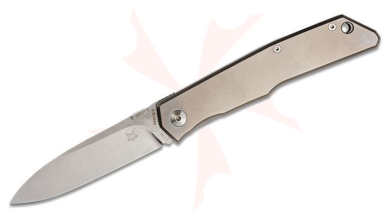 Fox FX-525 TI Bob Terzuola Folding Knife 3.54 inch N690 Satin Plain Blade, Titanium Handles