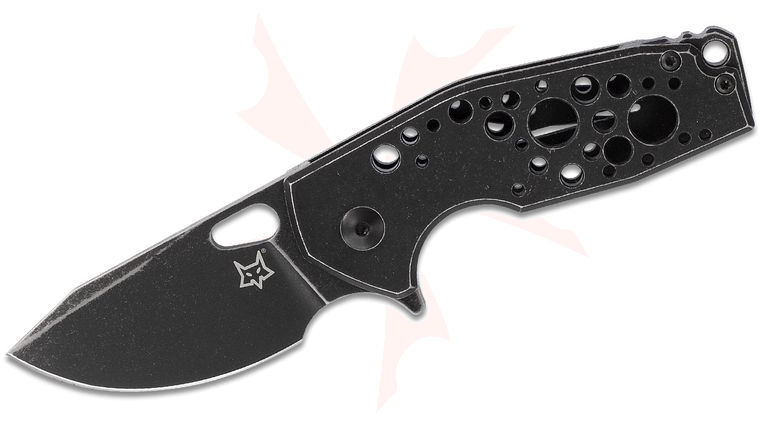 Fox FX-526 ALB Jesper Voxnaes Suru Flipper Knife 2.32 inch N690 Black Stonewashed Plain Blade and Aluminum Frame