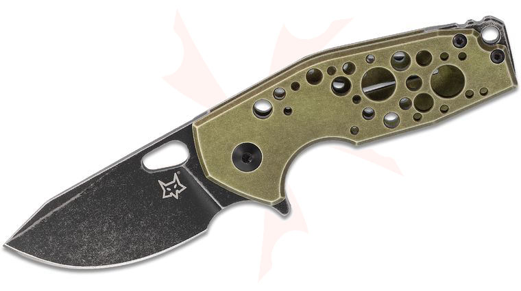 Fox FX-526 ALG Jesper Voxnaes Suru Flipper Knife 2.32 inch N690 Black Stonewashed Plain Blade, Green Aluminum Frame