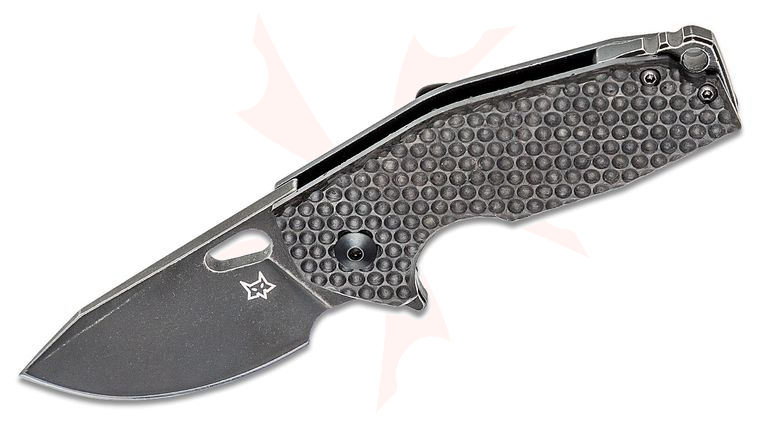 Fox FX-526 GCF Jesper Voxnaes Suru Flipper Knife 2.32 inch N690 Black Stonewashed Blade, Golf Ball Pattern Carbon Fiber and Aluminum Frame - KnifeCenter Exclusive