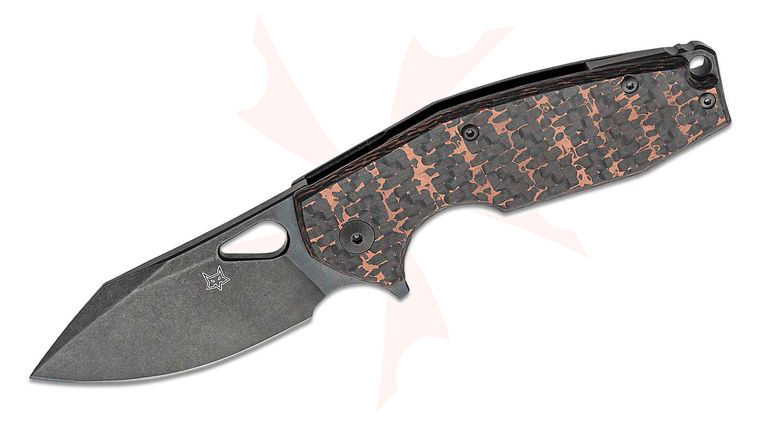 Fox FX-527 CF Jesper Voxnaes Yaru Flipper Knife 2.76 inch CPM-S90V Black PVD Stonewashed Blade, Snakeskin Carbon Fiber