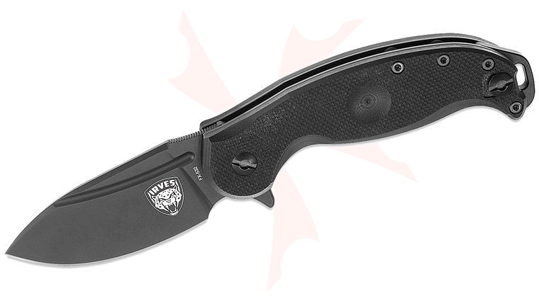 Fox FKMD FX-532 Irves Flipper Knife 3.35 inch N690 Black Plain Blade, Black G10 Handles