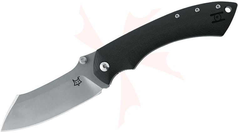 Fox FX-534 Kmaxrom Pelican Folding Knife 3.54 inch N690 Satin Plain Blade, Black G10 Handles