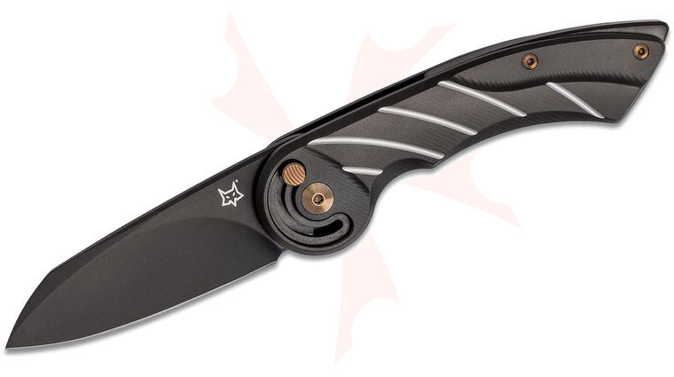 Fox FX-550 TIB Radius Folding Knife 2.95 inch M390 Black Plain Blade, Black Titanium PVD Handles
