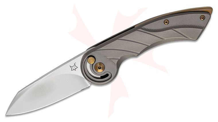 Fox FX-550 TI Radius Folding Knife 2.95 inch M390 Satin Plain Blade, Sandblasted Titanium Handles