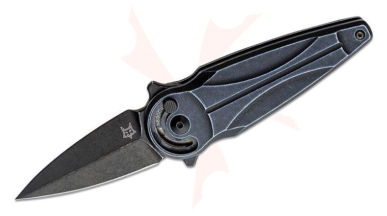 Fox FX-551 ALB Saturn Flipper Knife 2.56 inch N690 Black Spear Point Blade, Black Anodized Aluminum Handles
