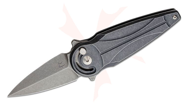 Fox FX-551 ALG Saturn Flipper Knife 2.56 inch N690 Dark Stonewashed Spear Point Blade, Stonewashed Black Anodized Aluminum Handles