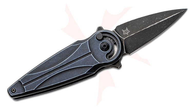 Fox FX-551 SX ALB Left Handed Saturn Flipper Knife 2.56 inch N690 Black Spear Point Blade, Black Anodized Aluminum Handles