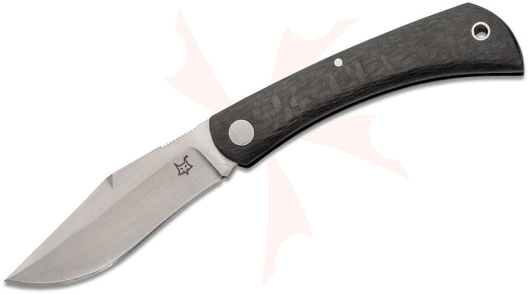 Fox FX-582 CF Libar Slipjoint Folding Knife 2.75 inch M390 Satin Plain Blade, Carbon Fiber Handles, Black Leather Pouch