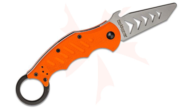 Fox FX-597 TK Doug Marcaida Dart Folding Karambit Trainer 2.56 inch 420C Bead Blast Blade, Orange G10 Handles