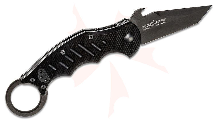 Fox FX-597 Doug Marcaida Dart Folding Karambit 2.56 inch N690Co Black Tanto Blade, Black G10 Handles
