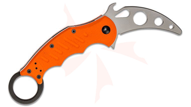 Fox FX-599 TK Folding Karambit Trainer 2.56 inch 420C Bead Blast Blade, Orange G10 Handles