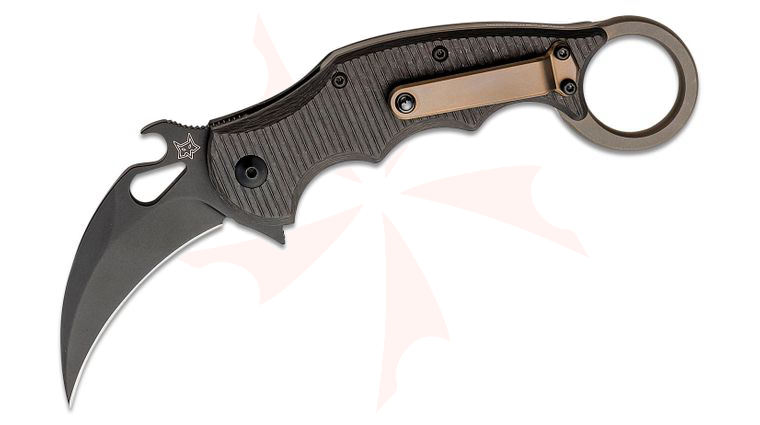 Fox FKMD FX-599TIC Folding Karambit 2.55 inch ELMAX Black Plain Blade, Carbon Fiber/Titanium Handles