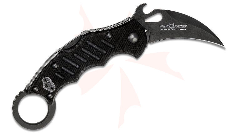 Fox FX-599 XT Folding Karambit XT 2.56 inch N690 Black Plain Blade, Black G10 Handles