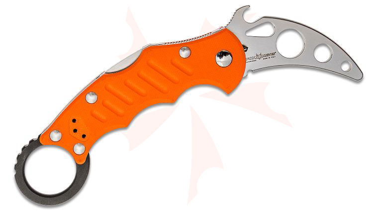 Fox FX-599 XTTK Folding Karambit XT Trainer 2.56 inch N690 Bead Blast Blade, Orange G10 Handles