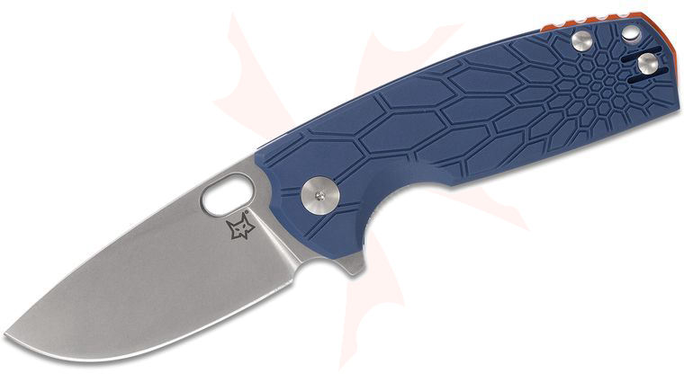 Fox FX-604 BL Jesper Voxnaes Core Flipper Knife 3.15 inch N690 Satin Plain Blade, Blue FRN Handles