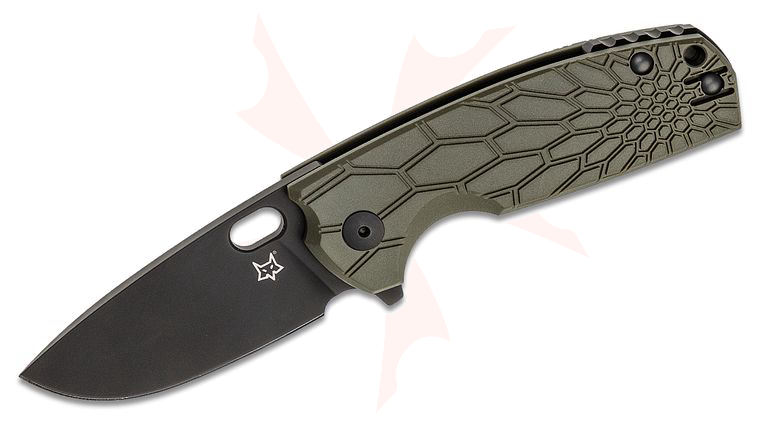 Fox FX-604 OD Jesper Voxnaes Core Flipper Knife 3.15 inch N690 Black Plain Blade, OD Green FRN Handles