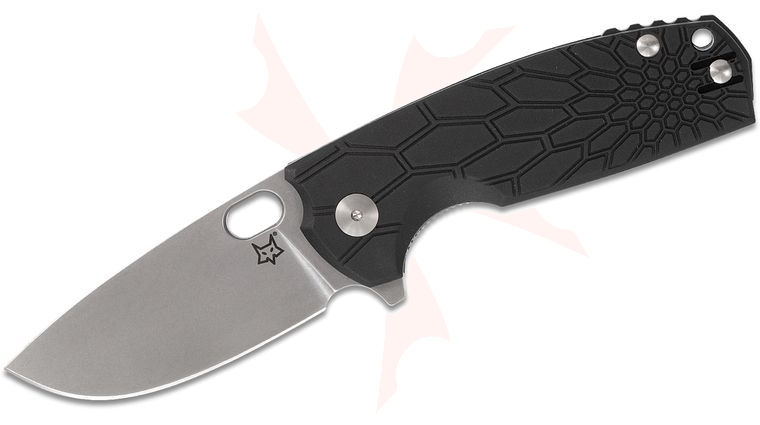 Fox FX-604 Jesper Voxnaes Core Flipper Knife 3.15 inch N690 Satin Plain Blade, Black FRN Handles