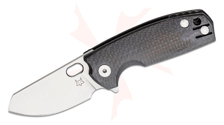 Fox FX-608CF Jesper Voxnaes Baby Core Flipper Knife 2.36 inch M390 Satin Modified Sheepsfoot Blade, Carbon Fiber Handle