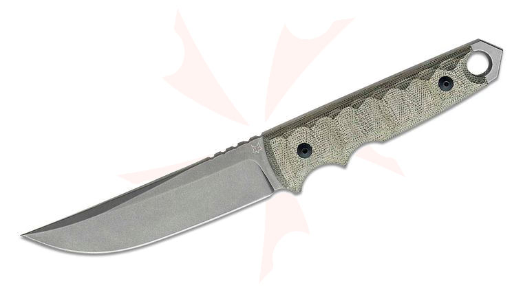Fox FX-634 MOD Ryu Tactical Tanto Fixed Blade Knife 5.31 inch Niolox Stonewashed, Green Micarta Handles, Kydex Sheath
