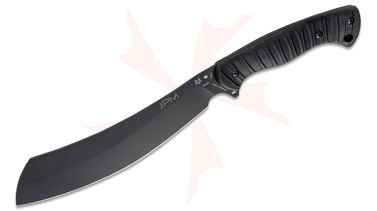 Fox FX-694 Jungle Parang Machete 10.62 inch Black Blade, Black FRN Handles and Leather Sheath