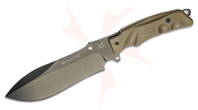Fox FX-9CM07 OD Rimor Fixed Blade Knife 6.89 inch N690 Black Idroglider Drop Point, OD Green FRN Handle, Nylon Sheath
